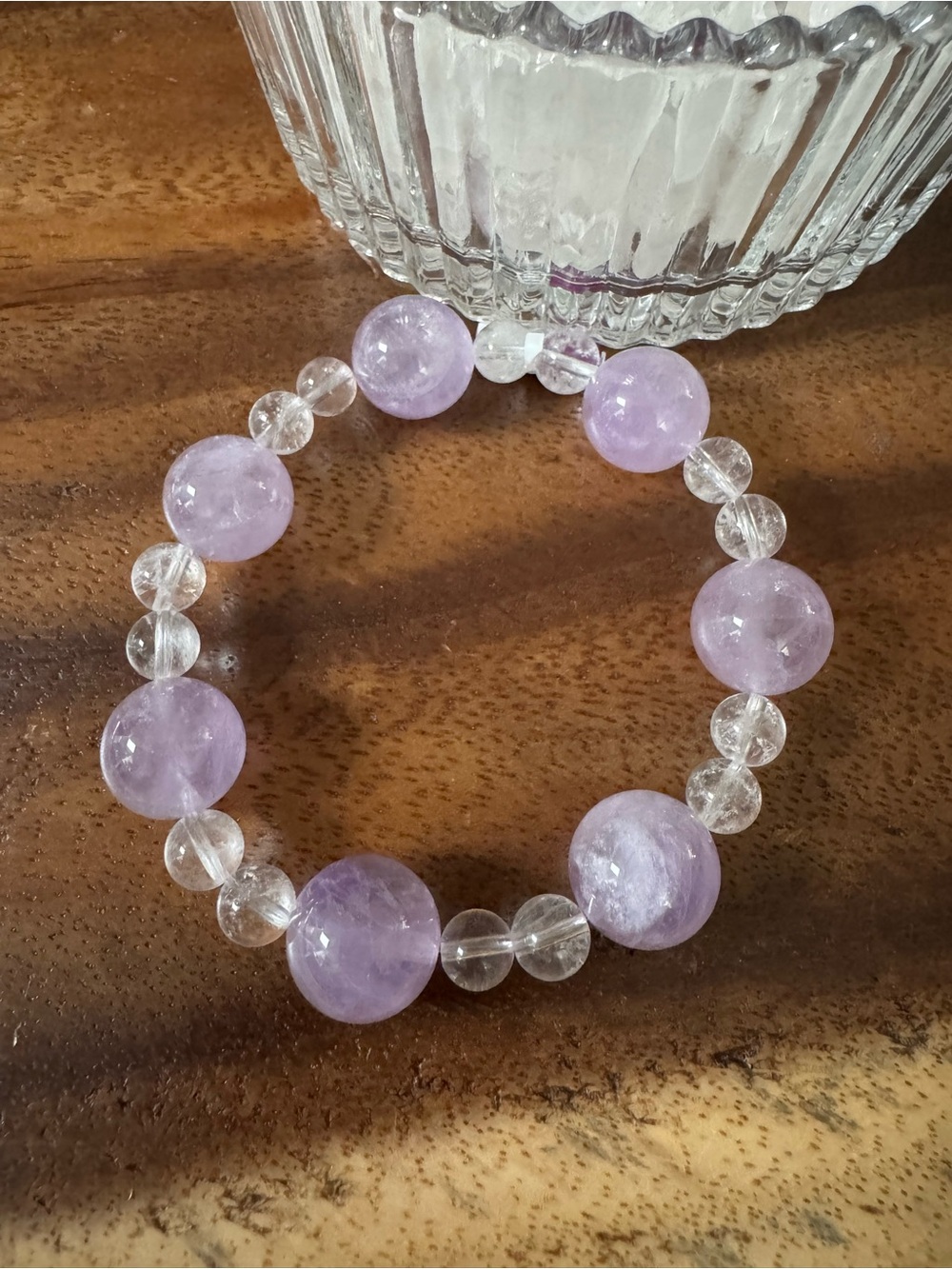 NWT! DIY handcrafted crystal Amethyst and Clear Quartz Bracelet